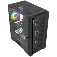 Компьютерный корпус Powercase ByteFlow Micro Black, Tempered Glass, 4х 120мм ARGb fans, ARGb HUB, черный, mATX (CAMBFB-A4)