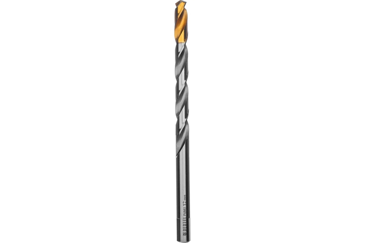 Сверло спиральное по металлу Denzel 12 x 205 мм, Р6М5, Golden Tip, удлиненное