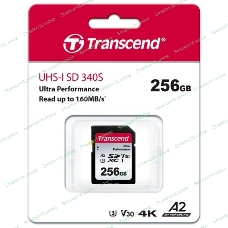 Флеш карта SDXC Transcend 340S, 256 Гб, UHS-I Class U3 V30 A2 (TS256GSDC340S)