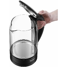Чайник электрический Moulinex BY1S08F0 1.7 л, 2200 Вт, черный/прозрачный корпус: стекло/пластик