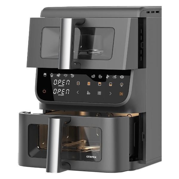 Аэрогриль Centek CT-3107 серый, 2800 Вт, 10 л, сенсор, 10 программ