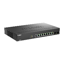 Коммутатор D-Link DMS-1250-10SP/A1A/6KV, 8×2,5 Гбит/с PoE+ + 2×10 Гбит/с SFP+, управляемый
