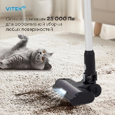 Пылесос вертикальный Vitek VT-CLS01LIGHT темно-серый/серебристый, питание от аккумулятора, 250 Вт, уборка сухая, пылесборник 0.55 л