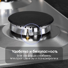 Газовая варочная панель Zigmund & Shtain G 14.3 S независимая, нержавеющая сталь
