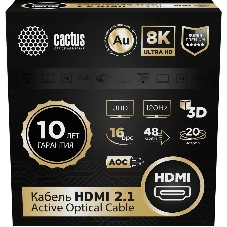 Кабель аудио-видео Cactus CS-HDMI-AOC-2.1-20 HDMI (m)/HDMI (m) 20м. позолоч.конт. черный