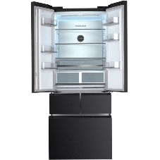 Холодильник Tesler RFD-427BI графит глянцевый двухкамерный 250/142л морозилка сбоку, No Frost, Side by Side