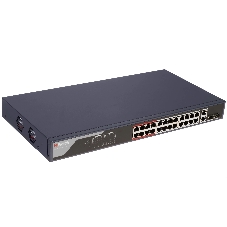 Коммутатор HiWatch SWT-1326P, 24×100 Мбит/с PoE + 2×1 Гбит/с Combo (RJ45/SFP), управляемый