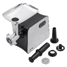 Мясорубка электрическая BBK MG3001 металлик, 2400 Вт, 2.4 кг/мин, реверс, защита от перегрузки, металлический лоток, насадки - 4