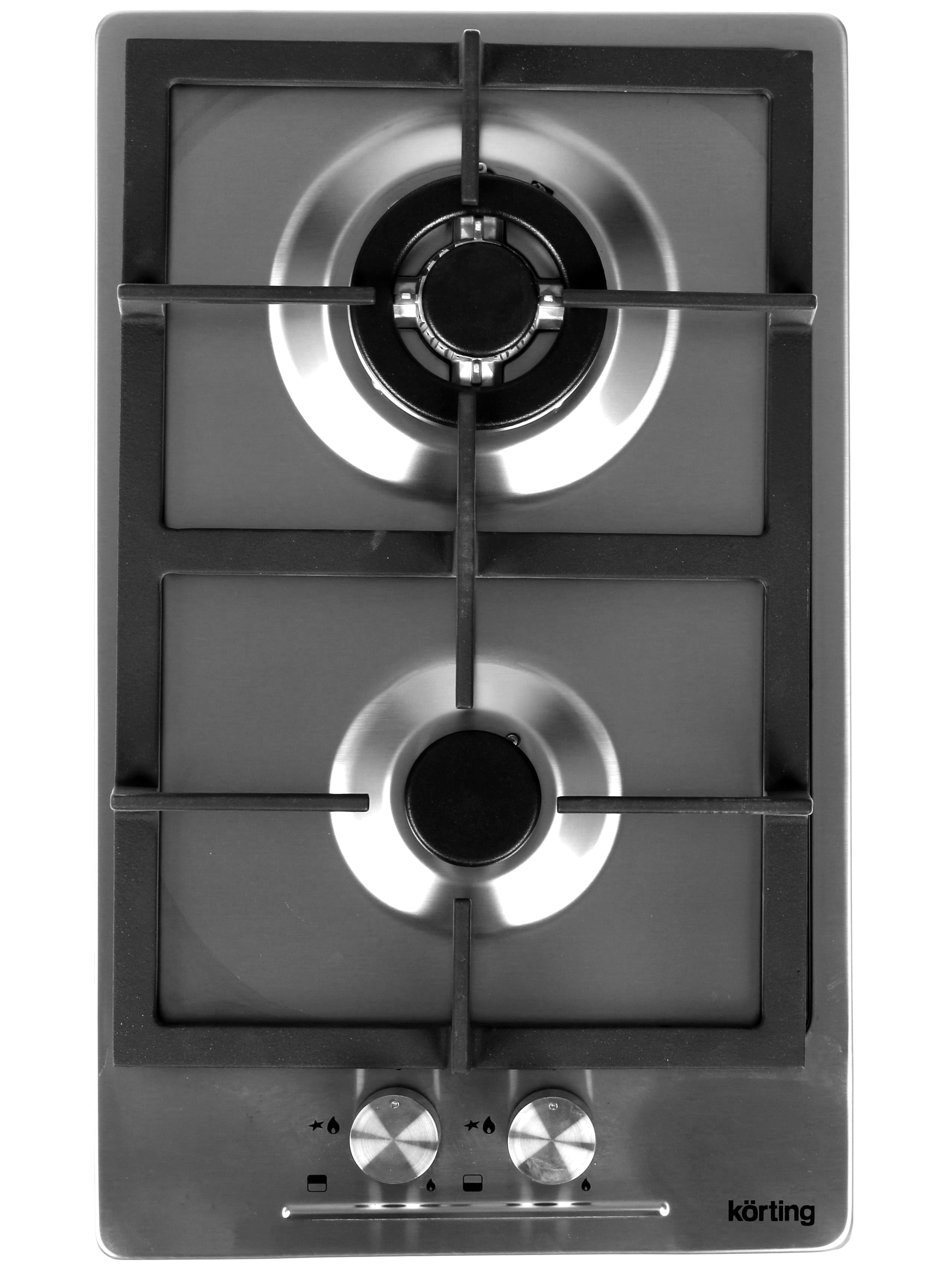 Газовая варочная поверхность Korting HG 365 CTX, 2 конфорки, нержавеющая сталь, 3500 Вт