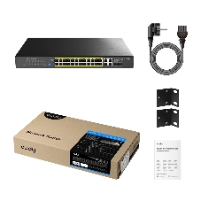 Коммутатор CUDY GS1028EPS2, 24×1 Гбит/с PoE+ + 2×1 Гбит/с + 2×1 Гбит/с SFP (Combo), настраиваемый