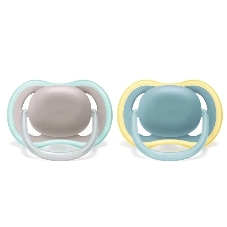 Пустышка Philips Avent ultra air, бежевый/синий, без рисунка, 18 мес+, 2 шт, нейтральная