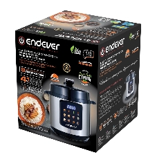 Скороварка-мультиварка электрическая Endever Vita-133 черный/стальной, 1200 Вт, 6 л, 12 авторежимов работы, книга рецептов