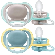 Пустышка Philips Avent ultra air, бежевый/синий, без рисунка, 18 мес+, 2 шт, нейтральная