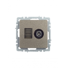 Розетка телевизионная двойная TV+RJ45 IEK Brite РТВ/РК12-БрШ (BR-AK20-1-K37) кат.5E шампань