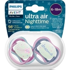 Пустышка Philips Avent ultra air, ночная, звезда/DREAMS, 6-18 мес., 2 шт.