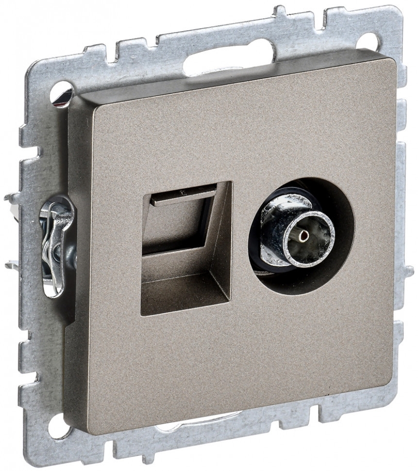 Розетка телевизионная двойная TV+RJ45 IEK Brite РТВ/РК12-БрШ (BR-AK20-1-K37) кат.5E шампань