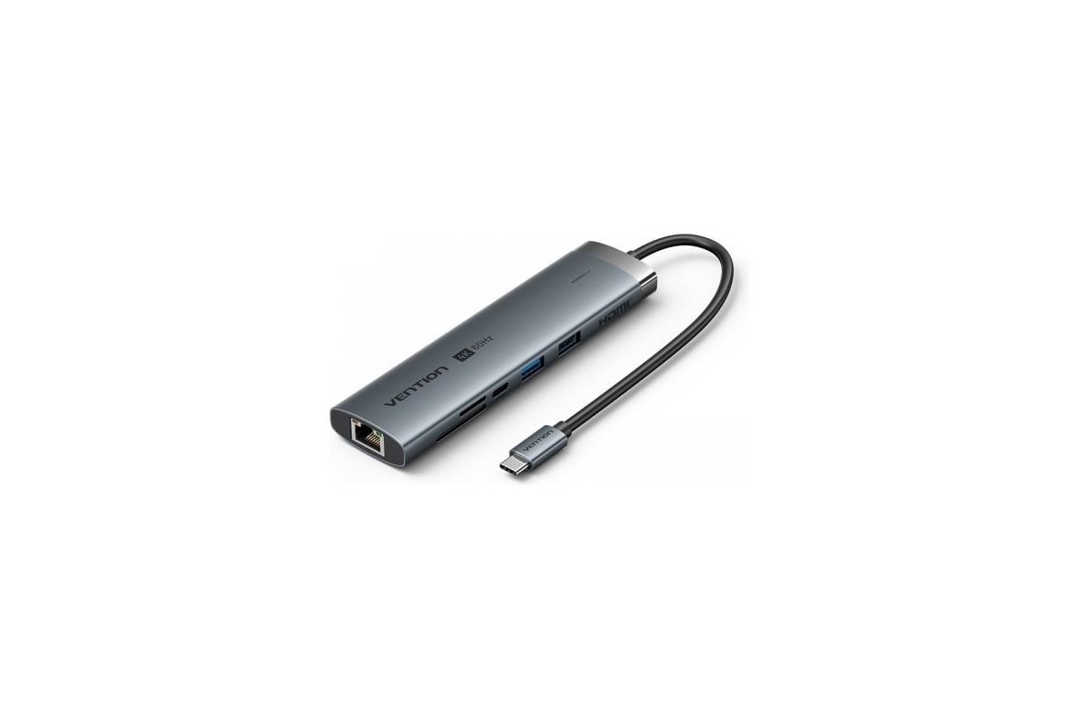 USB-концентратор Vention TGVHB, USB Type-C, HDMI/Ethernet/USB-A/USB-C/TF/mini-jack/microSD/microSDHC/microSDXC, USB Type-C