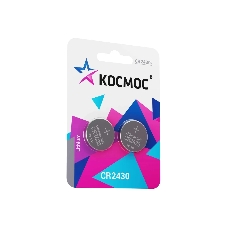 Элемент питания литиевый CR2430 2хBL (блист.2шт) КОСМОС KOCR2430BL2