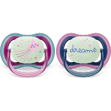 Пустышка Philips Avent ultra air, ночная, звезда/DREAMS, 6-18 мес., 2 шт.