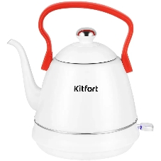 Чайник электрический Kitfort КТ-6793 1л. 1500Вт белый/красный корпус: металл