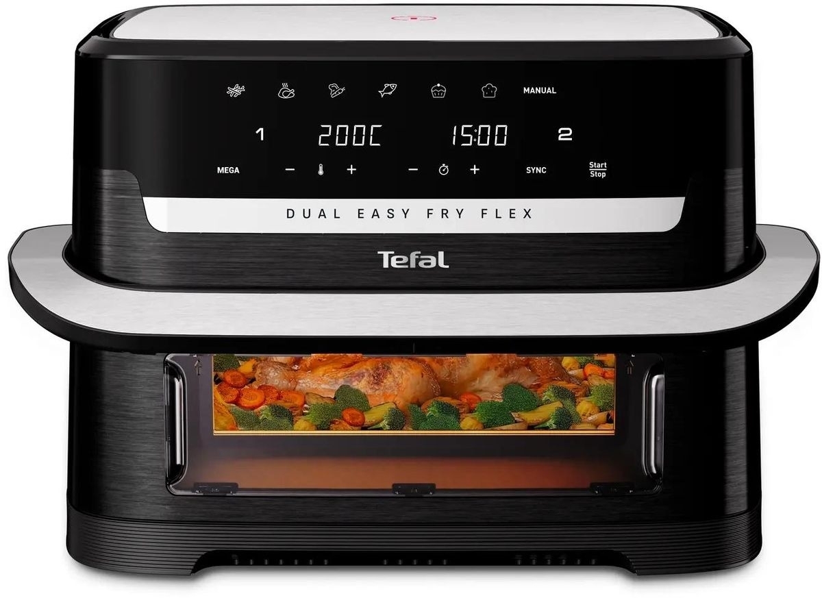 Аэрогриль Tefal Dual Easy Fry Flex EY9228E0 черный, 2700 Вт, 9 л, сенсор, 6 программ
