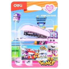 Степлер настольный Deli E0249 Super Wings 24/6 26/6 (12 листов), ассорти, 40 скоб, металл/пластик блистер