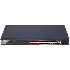 Коммутатор HiWatch SWT-1326P, 24×100 Мбит/с PoE + 2×1 Гбит/с Combo (RJ45/SFP), управляемый
