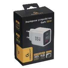 Сетевое зарядное устройство с дисплеем Cablexpert MP3A-PC-52, 35Вт GaN, QC3.0/PD3.0, 1хUSB, 1хType-C, белый, коробка