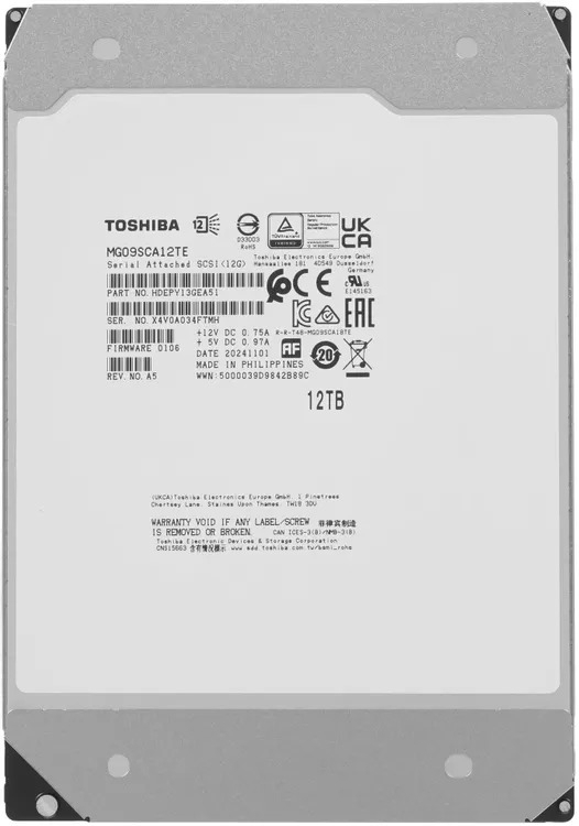 Жесткий диск Toshiba HDD SAS 12Tb 7200 512Mb (replacement MG07SCA12TE)