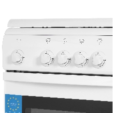 Плита газовая DeLuxe 506040.05 г (крышка) белый, конфорок 4 шт, духовка 54 л, 50 см x 85 см x 60 см