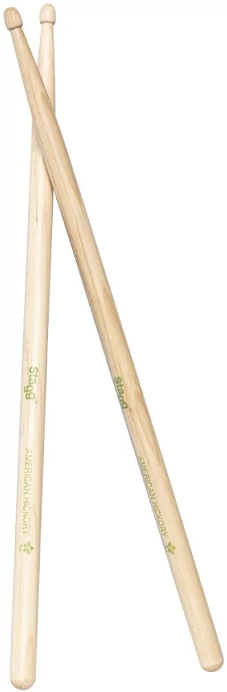 Барабанные палочки STAGG SHV5A деревянные, American Hickory 5A, материал орех, 2 шт., подобранная пара по весу, цвету и звучанию, размеры (в упаковке) 410х20х20 мм, вес (в упаковке) 0,1 кг