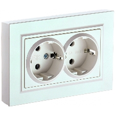 Розетка 2-местная IEK BRITE РС12-3-БрЖ с заземлением, без защитных шторок, 16А в сборе, жемчуг