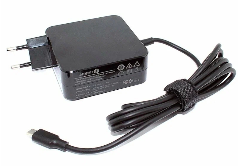 Блок питания (сетевой адаптер) Amperin 5V 3A - 20V 4,5A 90W Type-C, квадратный корпус