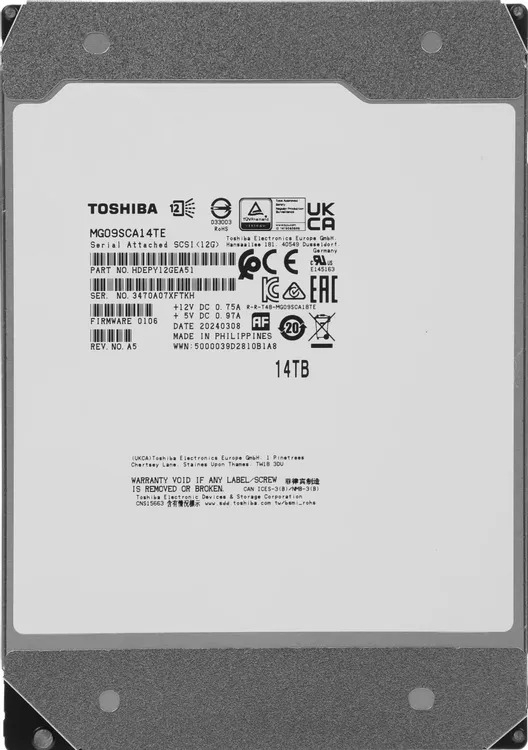 Жесткий диск HDD Toshiba MG09 14Tb 7200rpm SAS 512Mb 3.5