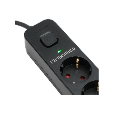 Сетевой фильтр Гарнизон 2.0 Мультипорт EPS-4-U3-B-2, 4 р, 10А, 3xUSB, 2 м, ур.защиты 2+, черный, пакет