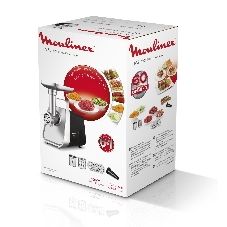 Мясорубка электрическая Moulinex ME306832 черный, 1600 Вт, 1.9 кг/мин, реверс, защита от перегрузки, металлический лоток, насадки - 6