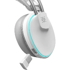 Гарнитура Defender Tsunami белый, беспроводная + проводная, Bluetooth / USB, до 40 ч, подсветка
