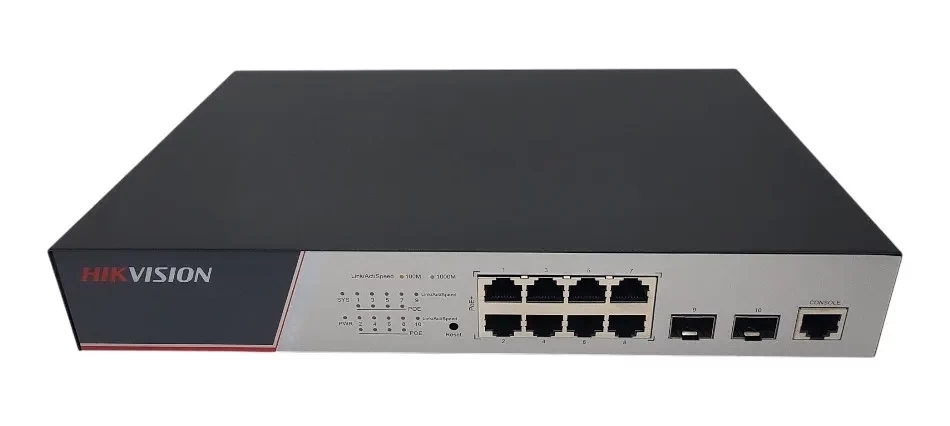 Коммутатор Hikvision DS-3E2510P(B), 8×1 Гбит/с PoE + 2×1 Гбит/с SFP, управляемый