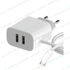 Сетевое зарядное устройство Maxvi CHL-242M 2.4A, with microUSB cable, 2хUSB-A, белый