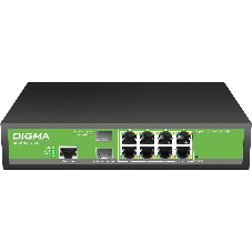 Коммутатор Digma DSW708G-2S-T, 8×1 Гбит/с + 2×1 Гбит/с SFP, управляемый