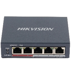 Коммутатор Hikvision DS-3E0105P-E(B), 4×100 Мбит/с PoE + 1×100 Мбит/с Uplink, неуправляемый