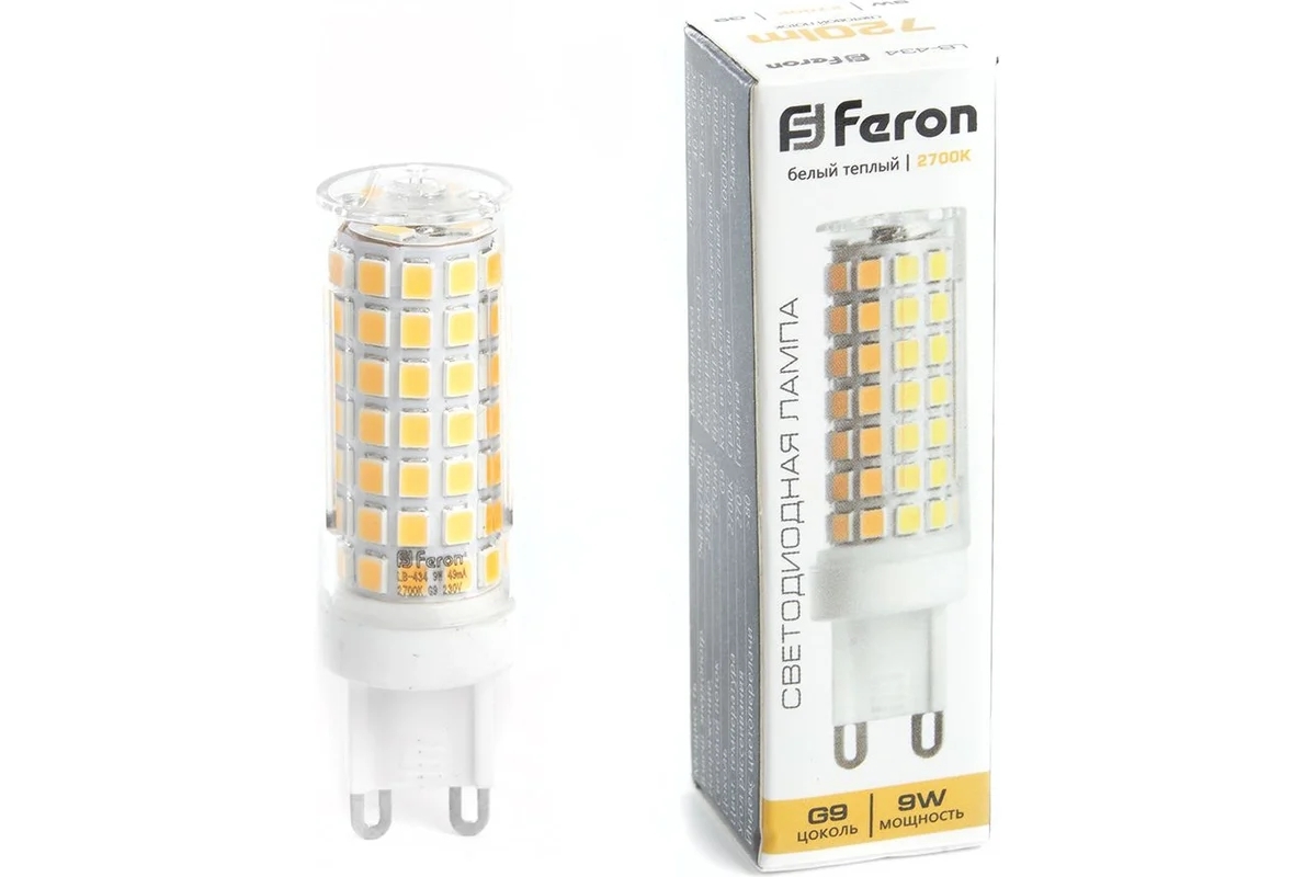 Лампа светодиодная Feron LB-434 9Вт 230В G9 теплый капсульная