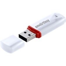 Флешка USB Smartbuy Crown white (SB4GbCRW-W), 4Gb, USB 2.0, R/W 15/5, белый/красный