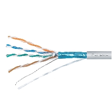 Кабель витая пара F/UTP 5e кат. 4 пары Cabeus FTP-4P-Cat.5e-SOLID-GY 24AWG(0.51 мм), медь, одножильный (solid), внутренний, PVC, нг(A)-LS, серый, уп/3