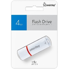 Флешка USB Smartbuy Crown white (SB4GbCRW-W), 4Gb, USB 2.0, R/W 15/5, белый/красный