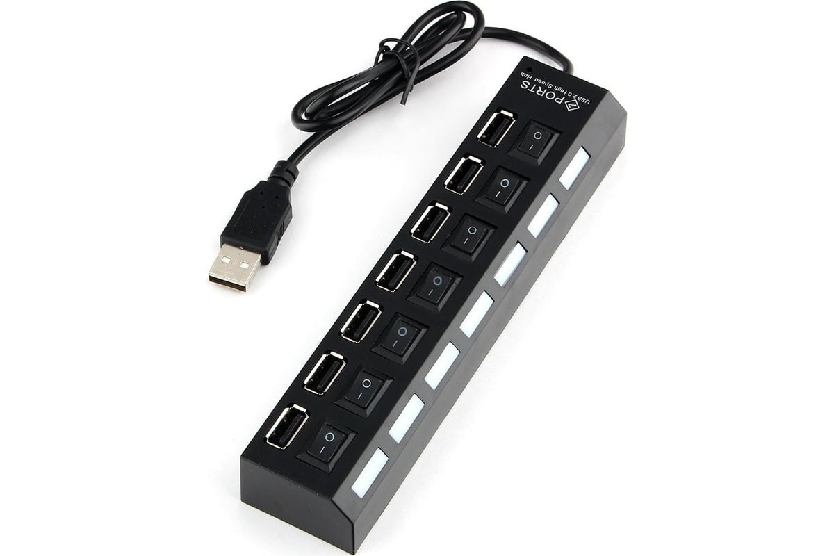 USB-концентратор Gembird UHB-U2P7-02, USB 2.0, USB 7 портов, USB/Адаптер: 5 В / 2 A