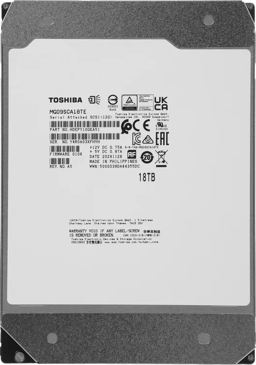 Жесткий диск HDD Toshiba MG09 18Tb 7200rpm SAS 512Mb 3.5