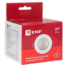 Датчик движения EKF dd-ms-100 (ИК) MS-100 (ДД) встраив. 1200 Вт 360 град. до 6 м IP20