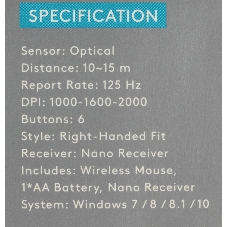Мышь беспроводная A4Tech Fstyler FG30S серый, 2000 dpi, радиоканал, USB, кнопки - 6