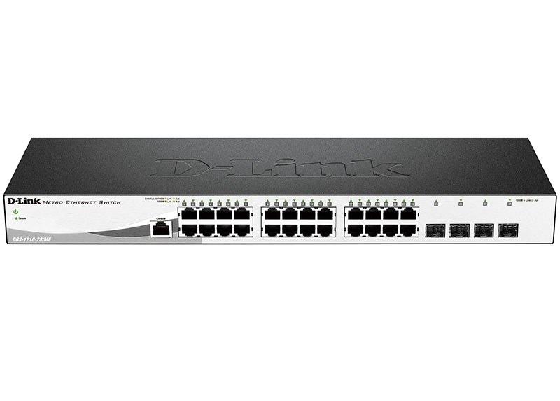 Коммутатор D-Link DGS-1210-28/ME/A2B, 24×1 Гбит/с + 4×1 Гбит/с SFP, управляемый